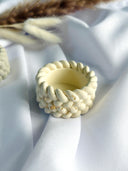 geflochtener Kerzenhalter aus Gießmasse - Boho Teelichthalter, handgemacht, dekorativ, minimalistische Deko Geschenkidee