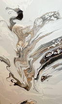 Luxuriöses Pouring Gemälde - Original Acrylbild in Beige, Schwarz & Weiß auf Leinwand 1,60 x 40cm