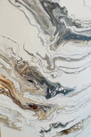 Luxuriöses Pouring Gemälde - Original Acrylbild in Beige, Schwarz & Weiß auf Leinwand 1,60 x 40cm