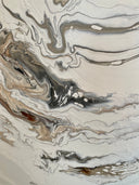 Luxuriöses Pouring Gemälde - Original Acrylbild in Beige, Schwarz & Weiß auf Leinwand 1,60 x 40cm
