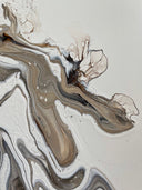 Minimalistisches Pouring Kunstwerk in Naturtönen Beige Schwarz- Abstraktes Acrylbild auf Leinwand 80x40cm