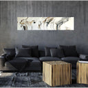 Luxuriöses Pouring Gemälde - Original Acrylbild in Beige, Schwarz & Weiß auf Leinwand 1,60 x 40cm