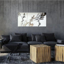 Minimalistisches Pouring Kunstwerk in Naturtönen Beige Schwarz- Abstraktes Acrylbild auf Leinwand 80x40cm