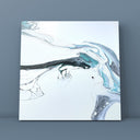 Pouring Kunstwerk Schimnernde Nacht“ 30x30cm Metallicblau, Weiß, schwarz Abstrakt Malerei Acryl Fluidart