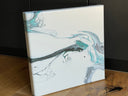 Pouring Kunstwerk Schimnernde Nacht“ 30x30cm Metallicblau, Weiß, schwarz Abstrakt Malerei Acryl Fluidart