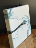 Pouring Kunstwerk Schimnernde Nacht“ 30x30cm Metallicblau, Weiß, schwarz Abstrakt Malerei Acryl Fluidart