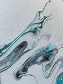 Pouring Kunstwerk Schimnernde Nacht“ 30x30cm Metallicblau, Weiß, schwarz Abstrakt Malerei Acryl Fluidart