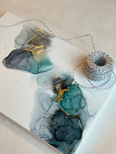 Abstrakte Malerei Bilder Kunstwerke Alcohol Ink Art Original Wandbild Dekoration 41,5 x29cm