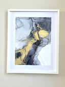 Original Alcohol Ink Kunst Fluid Art Wanddekoration Abstrakte Kunst Gemälde 40x30cm im Bilderrahmen Weiß  Holz 40x50cm Geschenk Einzug