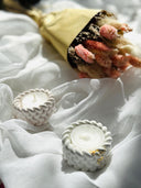 geflochtener Kerzenhalter aus Gießmasse - Boho Teelichthalter, handgemacht, dekorativ, minimalistische Deko Geschenkidee